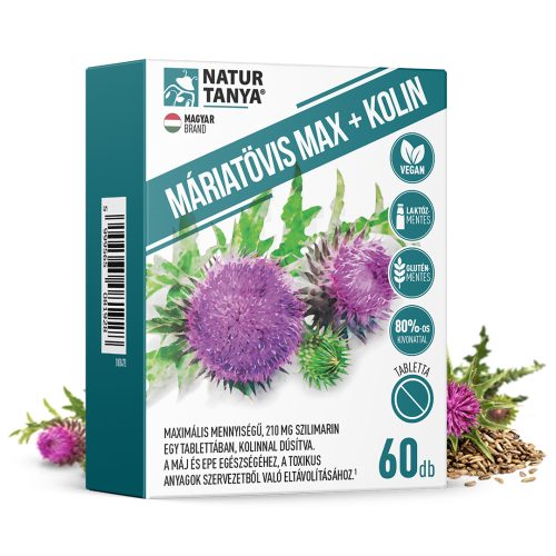 Natur Tanya® MÁRIATÖVIS MAX + KOLIN - Maximális mennyiségű szilimarin, kolinnal dúsítva a májműködés támogatásához